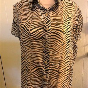 Vintage New York City Design Co. Zebra Striped Silk Blouse & Tank
